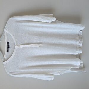 Skull Cashmere Womens Medium 100% Linen Penelope‎ 4-Button Henley Off White Top